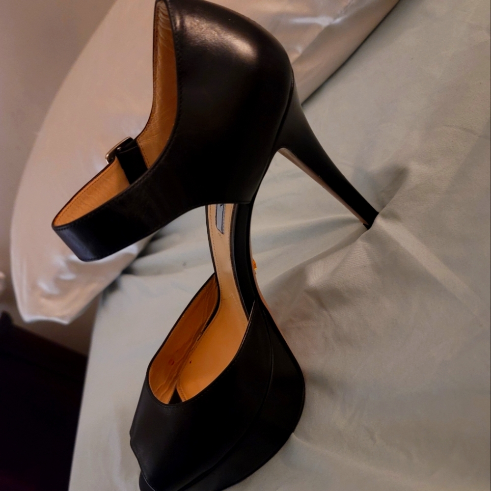 Prada peep toe platform heels